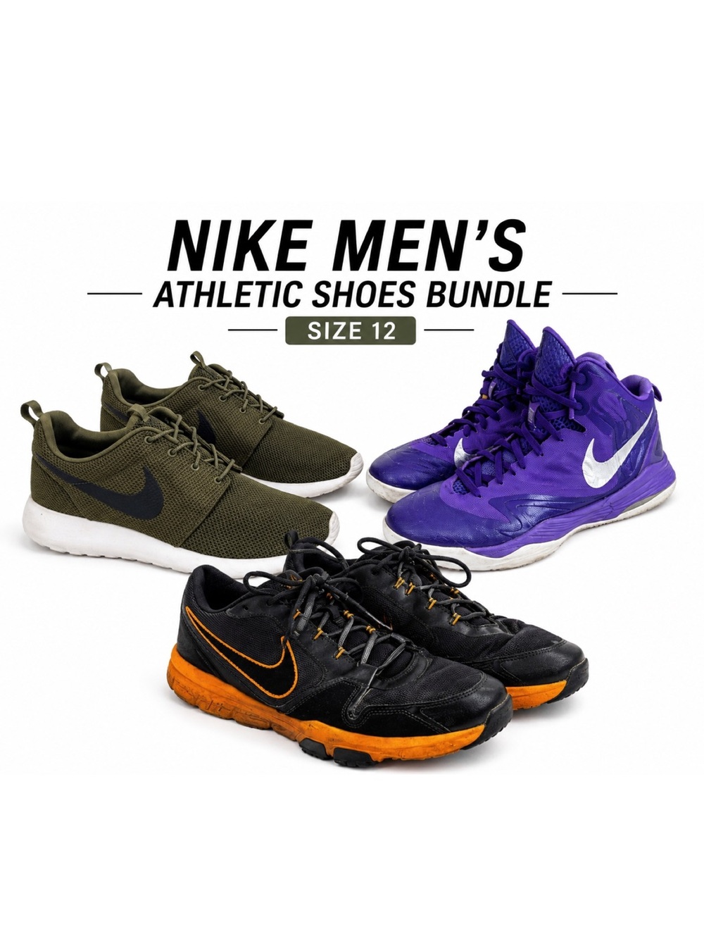Men’s Nike Athletic Shoes Bundle | Size 12 | Roshe + Hyperquickness + Flex Train